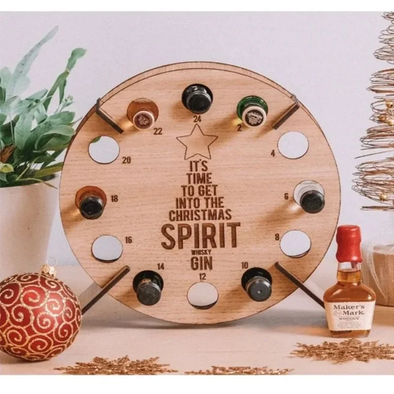 

Adult Advent Tree - Christmas Countdown Christmas Tree Wine Bottle Holder Wooden Ornament Wine Bottle Holder, 24 Day Countdown