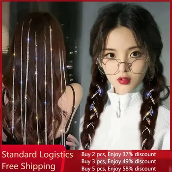 สร้อยประดับพลอยเทียมสุดหรูโซ่คริสตัลส่องแสงเป็นประกายวิบวับกิ๊ฟหนีบผมแวววาวพร้อมกิ๊บติดผมสำหรับงานแต่งงานปาร์ตี้เครื่องประดับศีรษะ