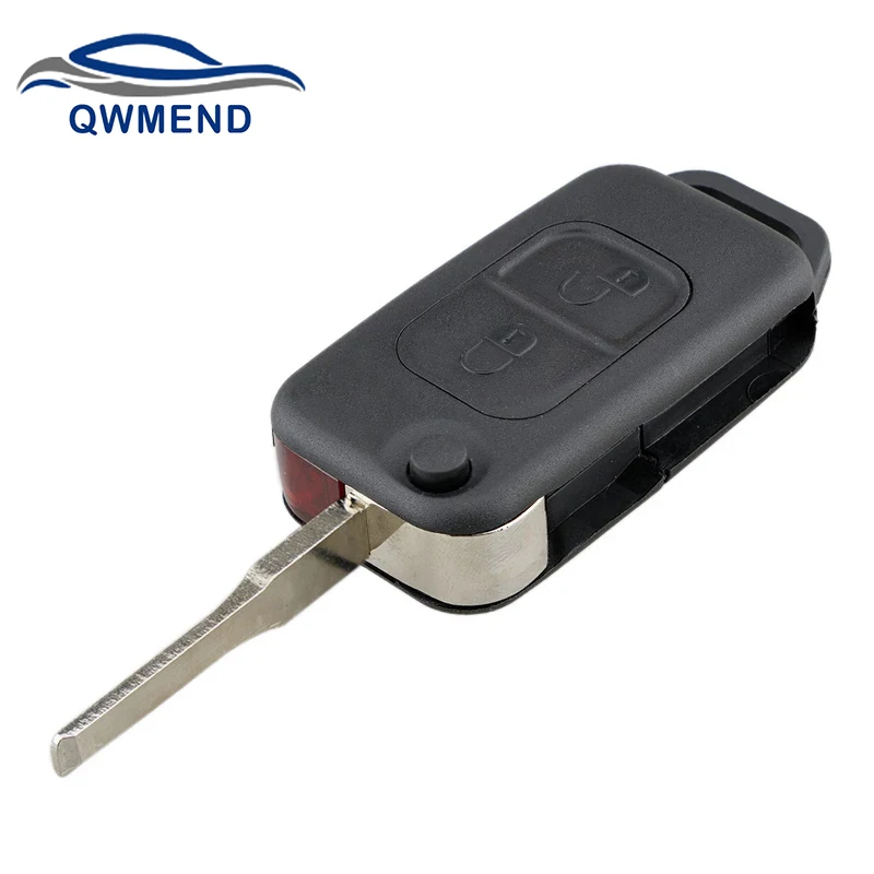 QWMEND-carcasa de llave para Mercedes Benz, carcasa de llave de coche con tapa remota, 2 botones, hoja HU64, SLK E113 A C E S W168 W202 W203