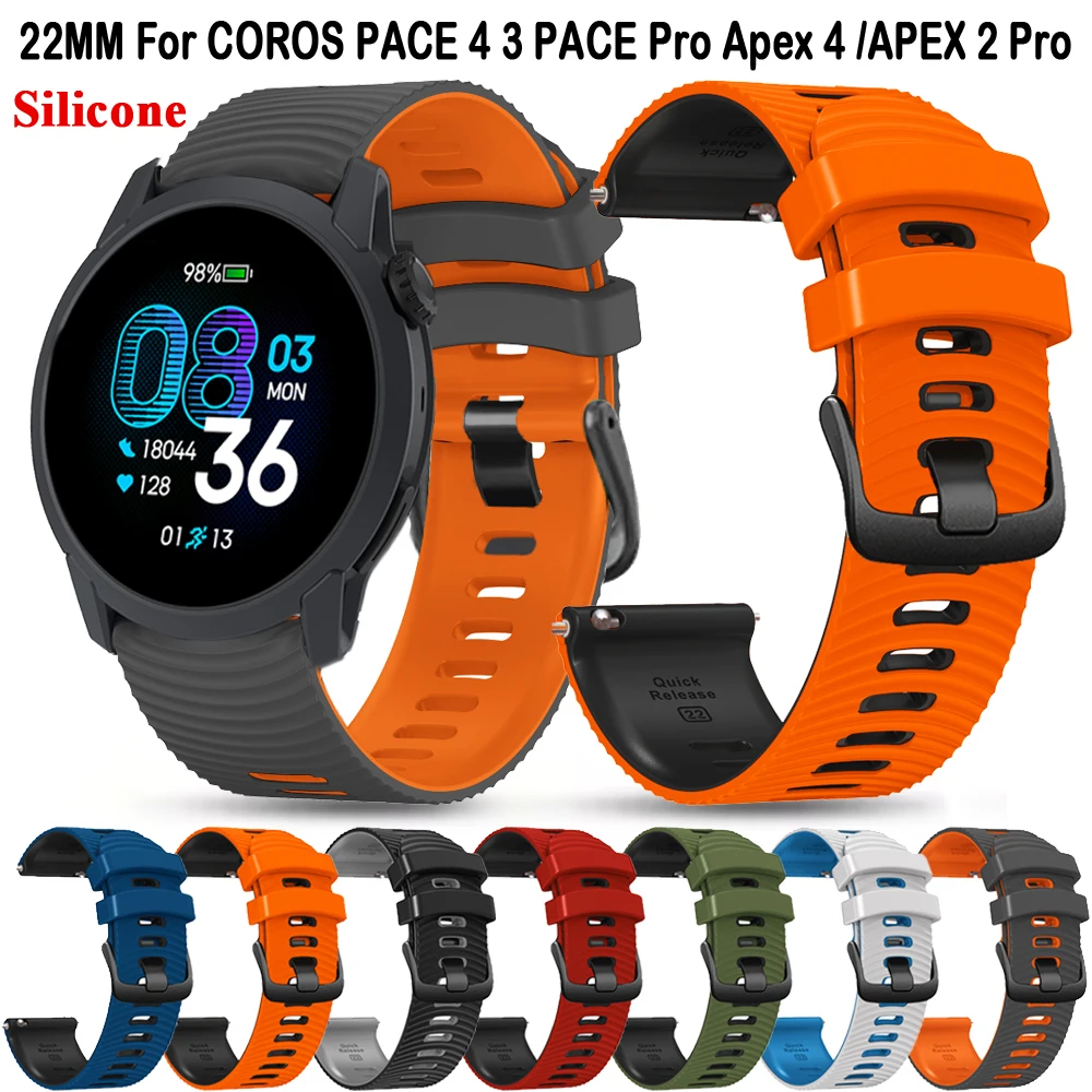 For COROS Apex 4 42mm/APEX 2 Pro Strap 22mm Watch Band For COROS PACE 4 PACE3 PACE Pro Bracelet Replacement 22mm Silicone correa