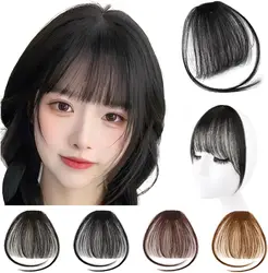 100% Real Human Hair Clip on Bangs for Women Hair Wispy Air Bangs Fringe with Temples Bangs Clip Hair Extensions for Daily Wear