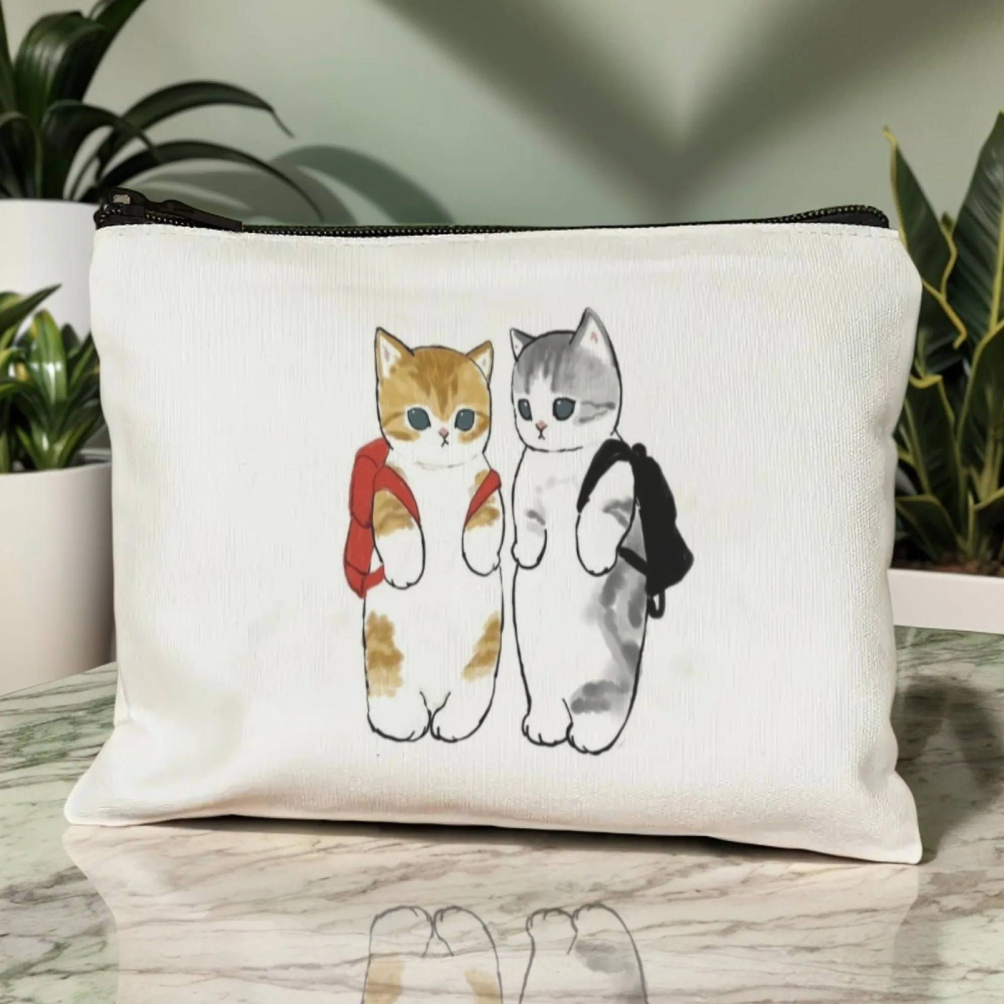 حقيبة مكياج كاواي موفيساند كات مطبوعة خفيفة الوزن ومحفظة للعملات المعدنية وسحاب حقيبة مستحضرات تجميل محمولة للأزياء اليومية #4