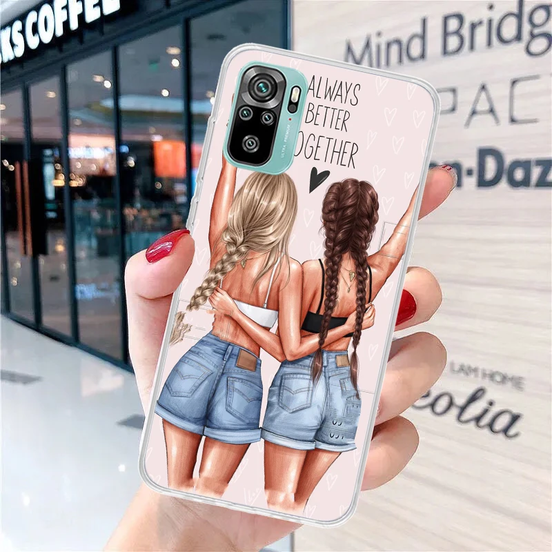 Girls Best Friends Forever BFF Soft Phone Case for Xiaomi Redmi Note 13 12S 12 11S 11 10S 10 Pro Plus 11E 11T 9 9S 8 5G Print Co