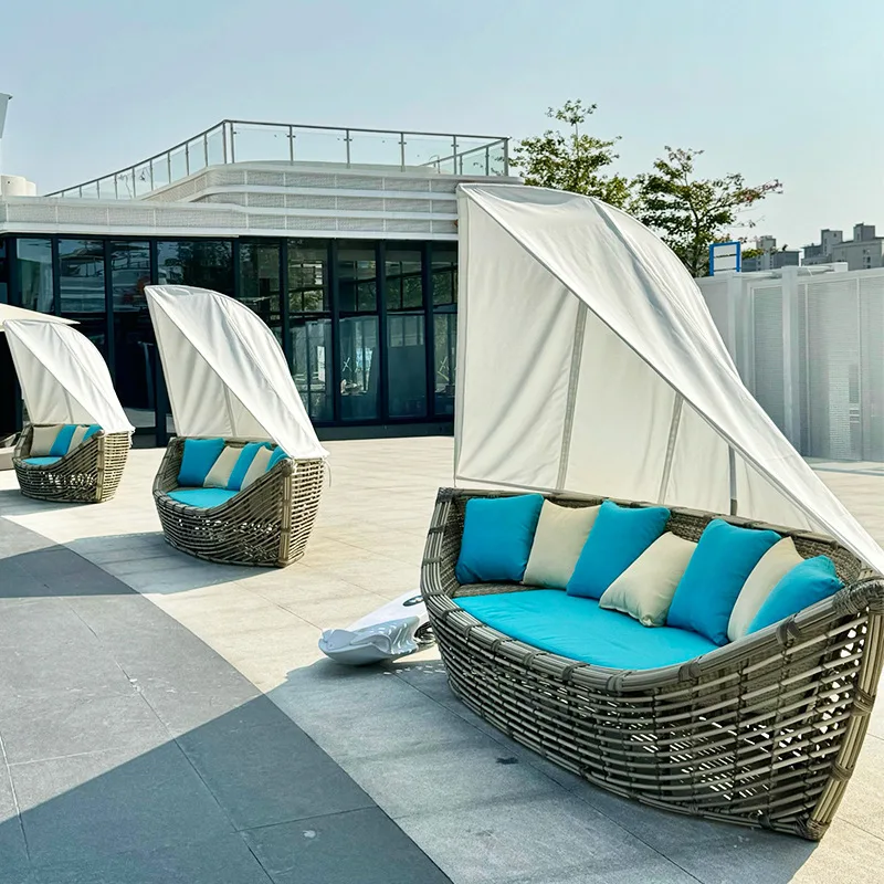 Rattan recliner hotel bed and breakfast terrace leisure chair