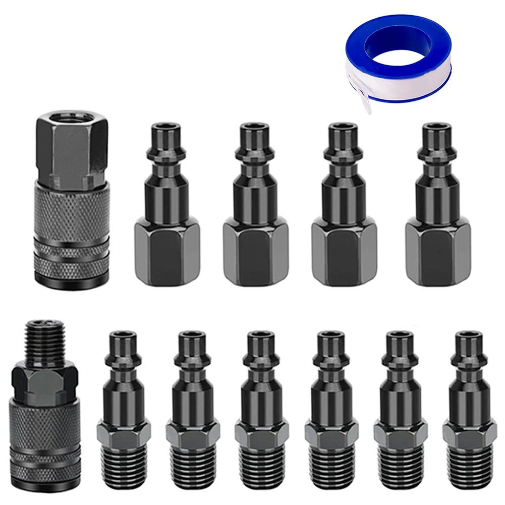 Complete Set of 13 For Air Hose Fittings Quick Connectors for Efficient Use with Pneumatic Nailers Grinders and Compressors