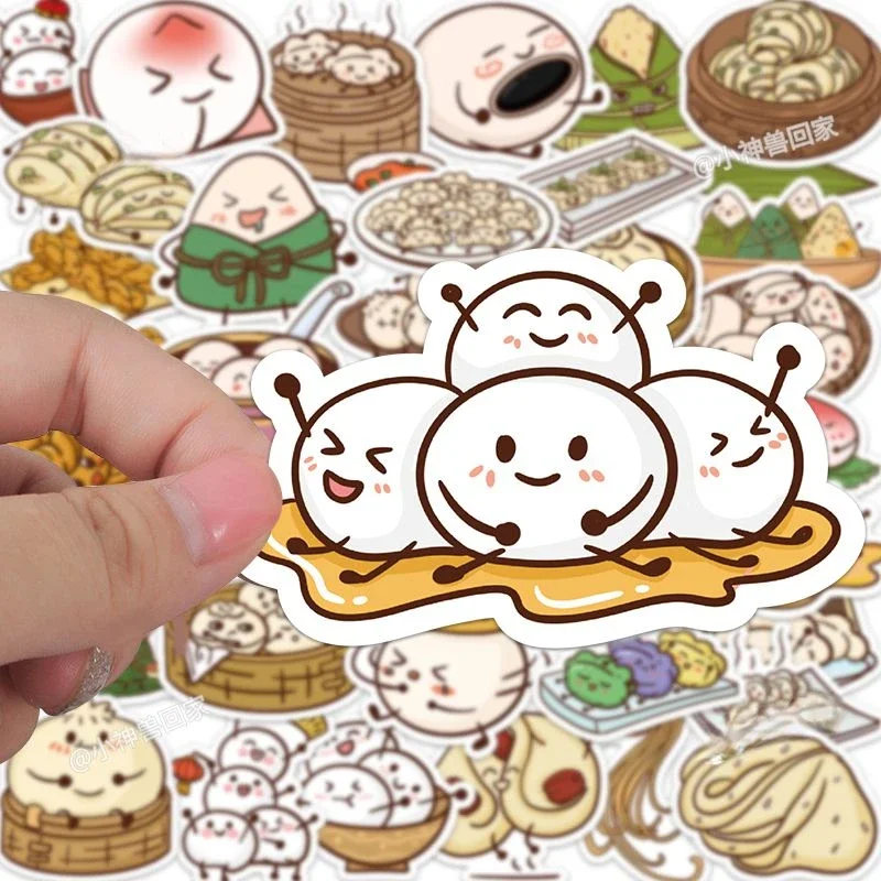 10/30/50pcs Traditional Chinese Snacks Cartoon Stickers Waterproof Kids Toys Stationery Decorative Mobile Craft Label Decals