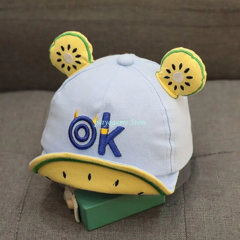 

Y88A детская летняя бейсболка с мультяшными ушками и фруктами, бейсболка с вышивкой и широкими полями, солнцезащитная шляпа на м