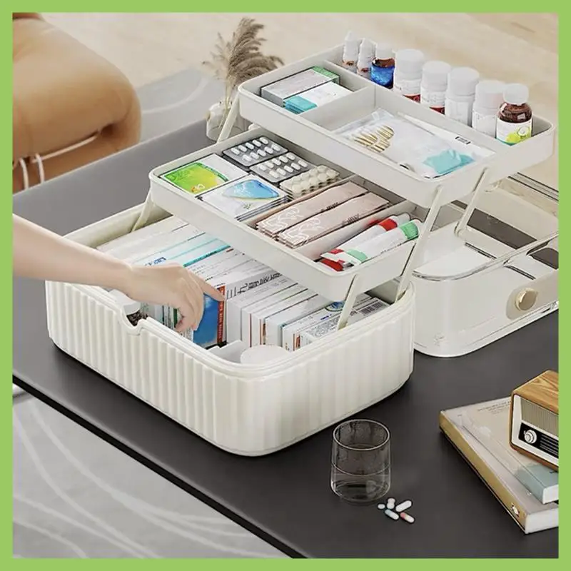 

1 PCS Double-Layer Pill Organizer Emergency Pill Box Household Small Storage Boxes White