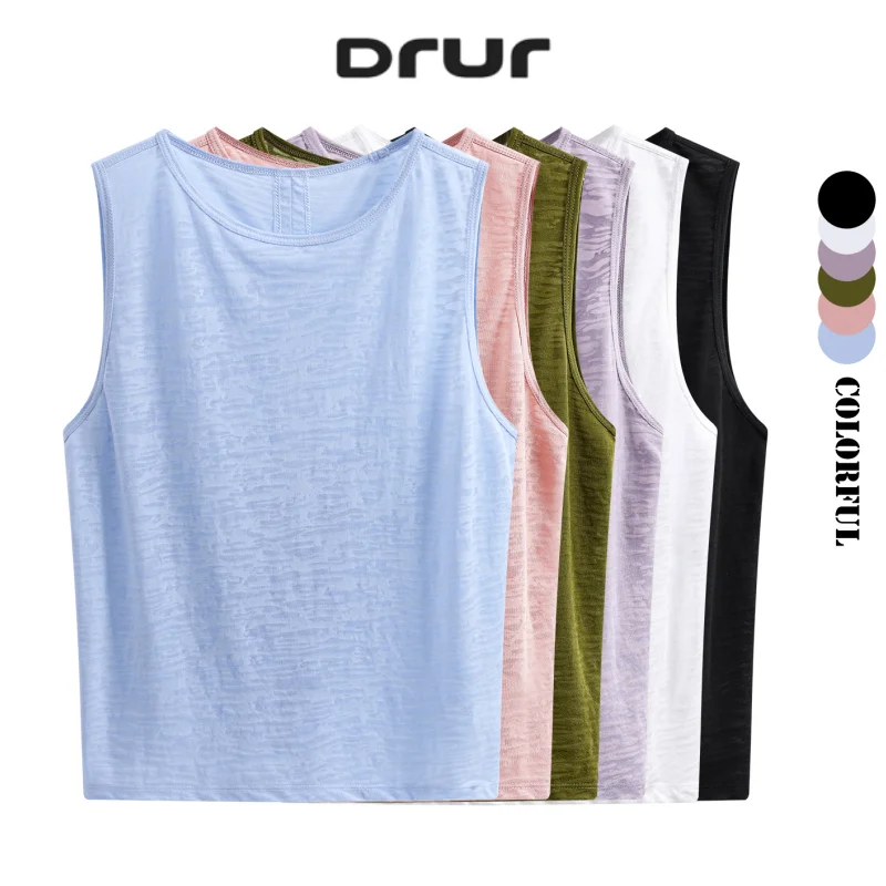 DRUR Women Back Cross Yoga Tank Tops Summer Lightweight Quick Dry Gym Tee Sleeveless Athletic Running Workout Shirts Yogawear