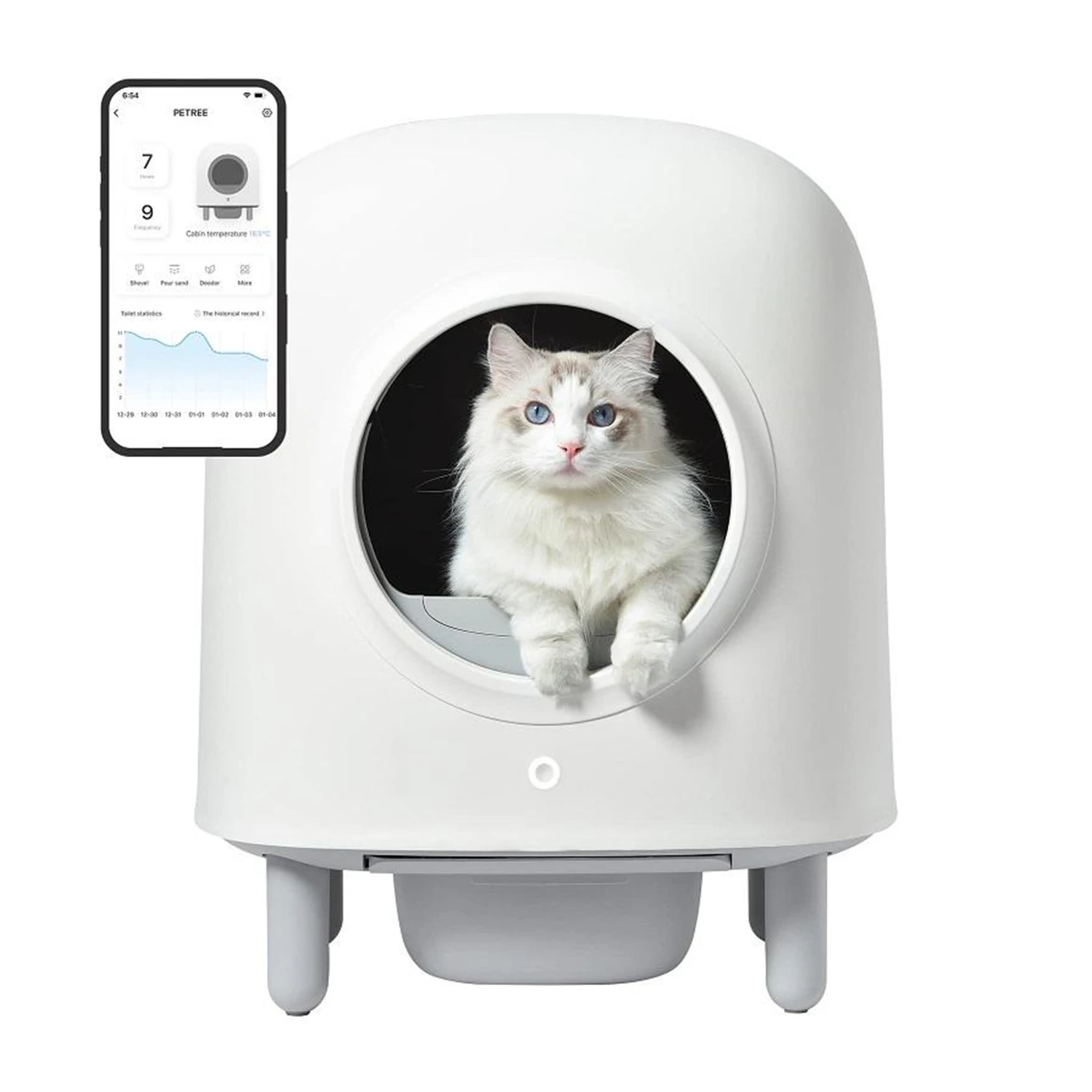 APP Controlled Smart Self-Cleaning Large Automatic Cat Litter Box New Design Bentonite Robot Plastic/PP Material Cats Kittens