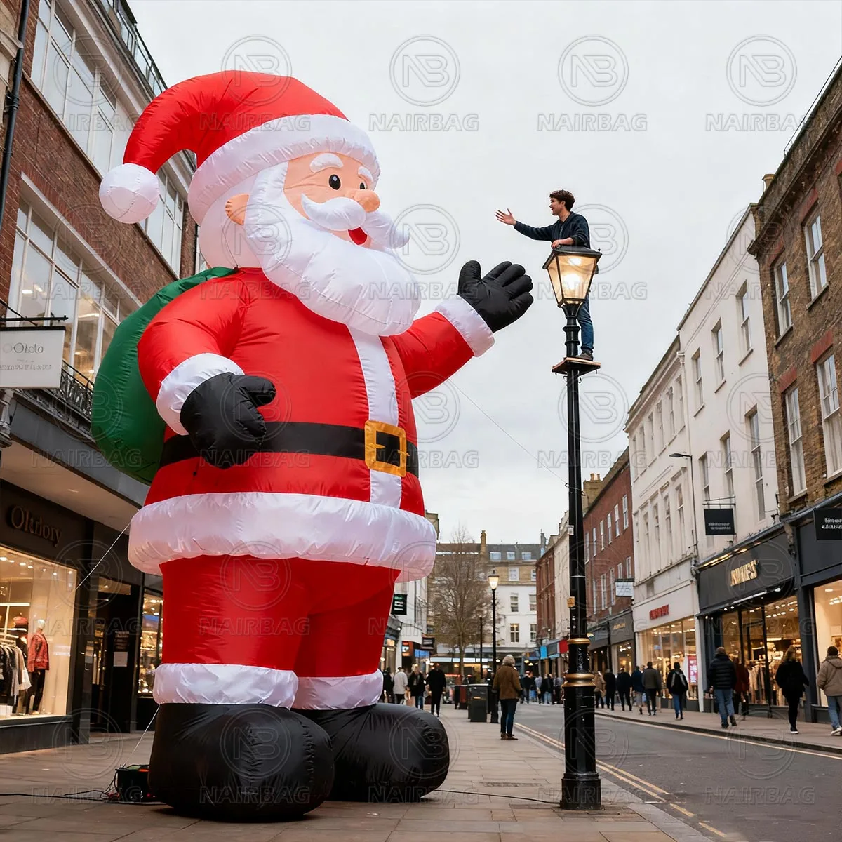 Duży dmuchany Święty Mikołaj do użytku wewnątrz i na zewnątrz, 4,8m, 6m, 7,9m, model powietrzny idealny do dekoracji świątecznych.