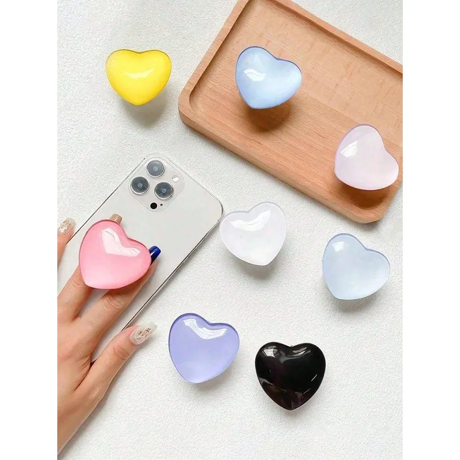

1pc Glass Crystal Star Shaped Phone Grip Holder, Colorful Glass Heart Crystal Ball Design Ins Style Smartphone Expandable
