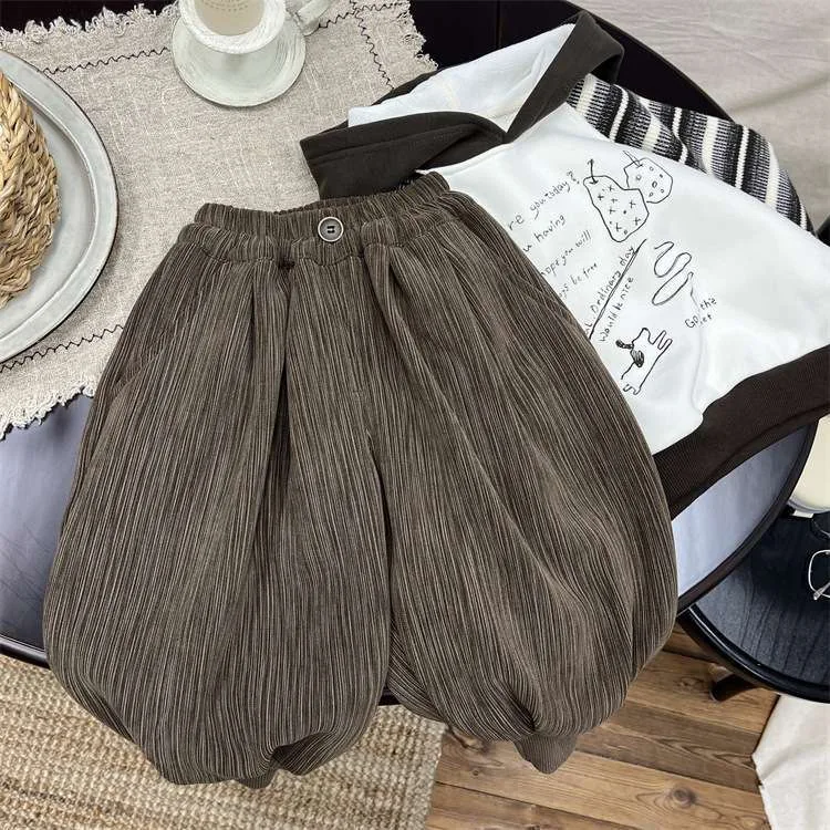 Pants Autumn and Winter Casual Stylish Children Personalized Trendy Brand with Plush and Thick Toe Tied Lantern Harem Pants 4