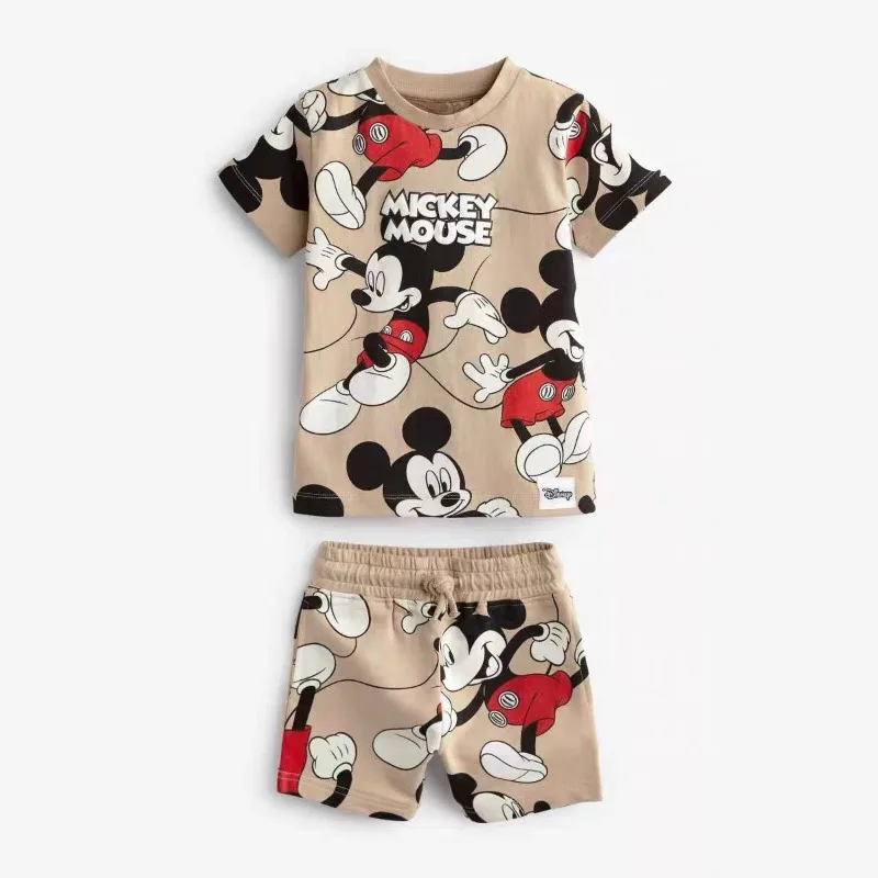 New Summer Little Boy Sets Cartoon  Mickey Mouse Printed Short Sleeved Thin T-shirt+Shorts Children Loose Outfits Q2232