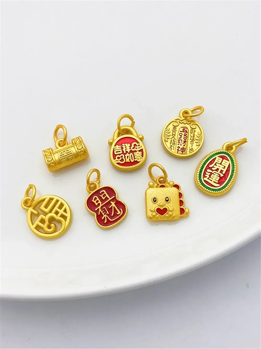 Metodo antico Oro di buon auspicio Lucky Open Lock Lucky Character Ciondolo Ciondolo fatto a mano Bracciale fai da te Collana Materiali di gioielli