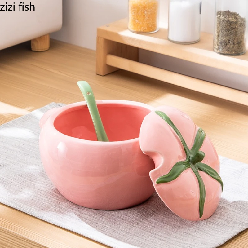 

Large Pig Oil Tank Tomato Ceramic Jar Seasoning Jars Seasoning Bottle Kitchen Spice Container Spice Jar Salt Shaker Sugar Bowl