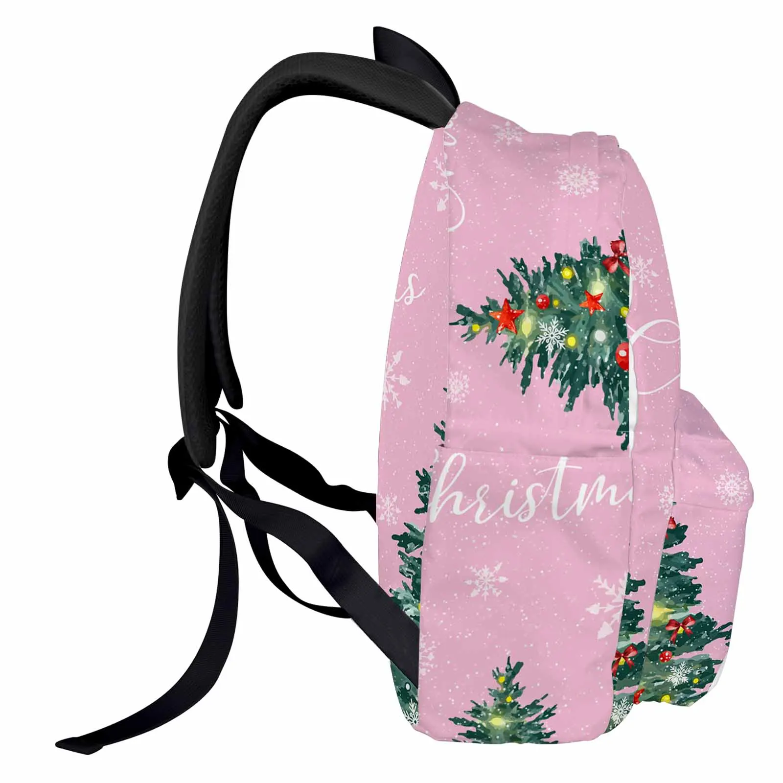 

Christmas Tree With Pink Background Backpack Teenagers Student School Bags Laptop Custom Backpack for Men Women Travel Bag