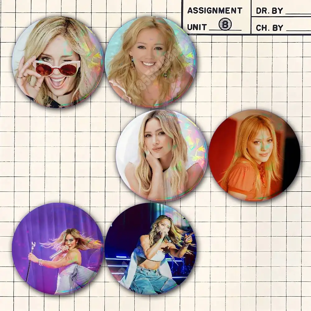 H-Hilary D-Duff The Lucky Me Button Badge 2PC Sets for Bags & Clothes & Accessories Metal Pin Stylish Decoration
