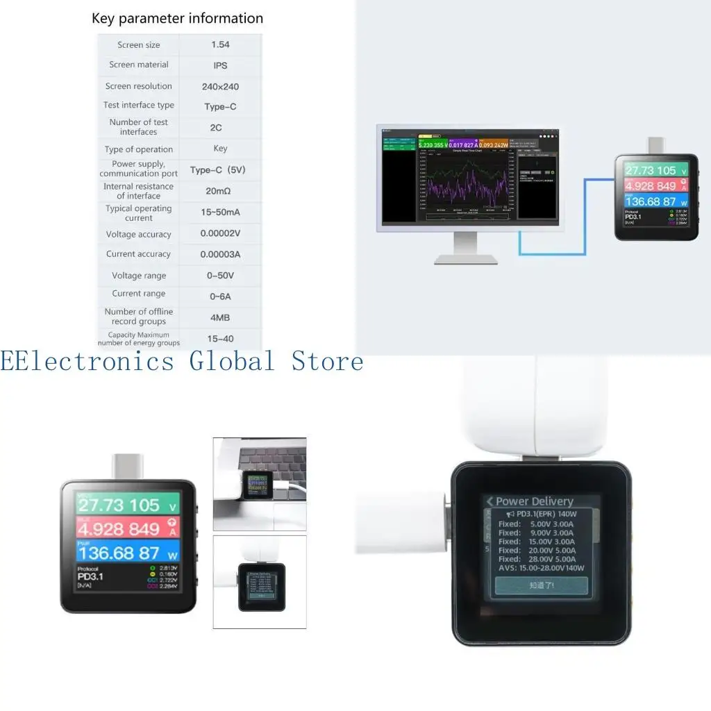 

462B POWER Z Type C KM003C Fast Charging Tester Motherboard Repair Digital Voltmeter & Ammeter Meter Detector