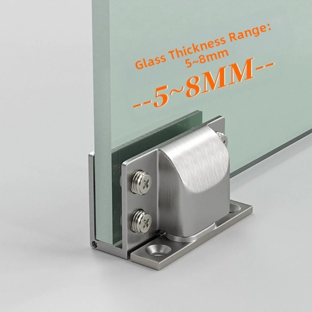 1pc Glass Door Hinge Hydraulic Buffer Stainless Steel Frameless Glass Door Cabinet Clamp U-shaped Buckle Cabinet Hinges