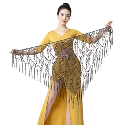 New Style Belly Dance Costumes Bling Sequins Tassel Indian Belly Dance Belts Hip Handkerchief Dancing Hip Scarfs For Women