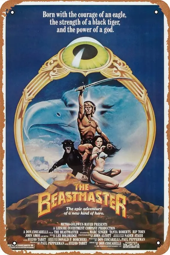 The Beastmaster Movie Poster Retro tin Sign Wall Art Decor Metal Sign Decoration Sign 8x12 inch