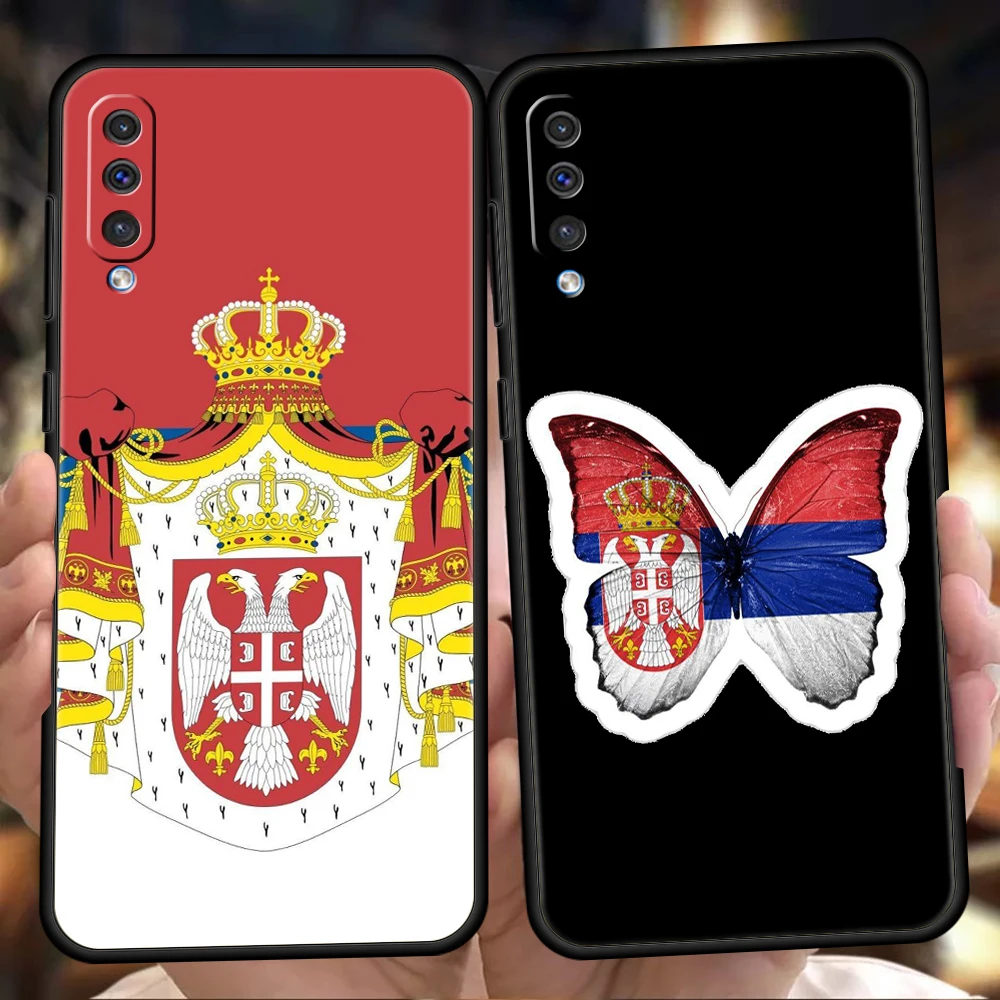 Serbia flag Badge Case For Samsung A56 A36 A26 A24 A16 A14 A12 A32 A50 A70 A20S A22 A30 A40 A34 A54 A42 A52 A04s A06 5G Cover