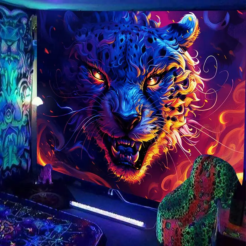 VIKAMA Black Panther Beast Head Tapestry Wall Decoration Living Room Background Wall Room Decoration Home Decoration