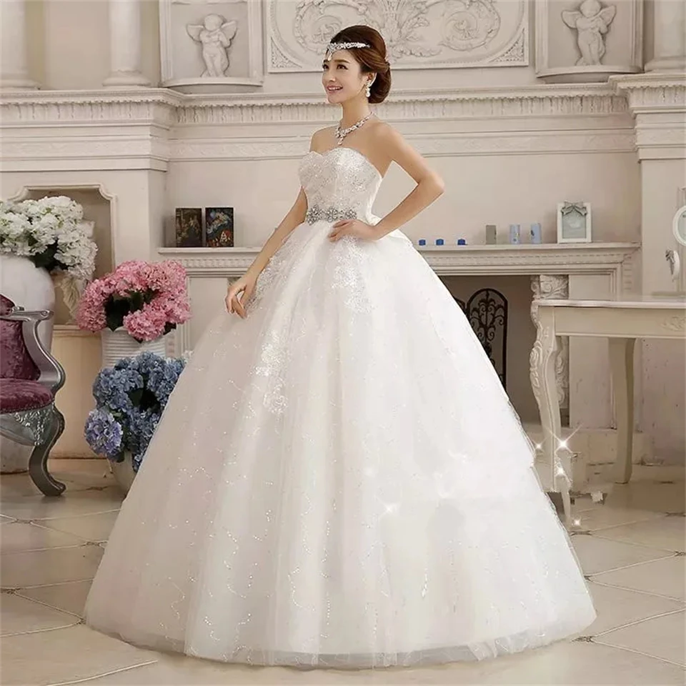 Personalizado sem alças tule apliques laço arco faixas vestidos de casamento para as mulheres 2024 trem varredura vestido de noiva vestidos de noiva