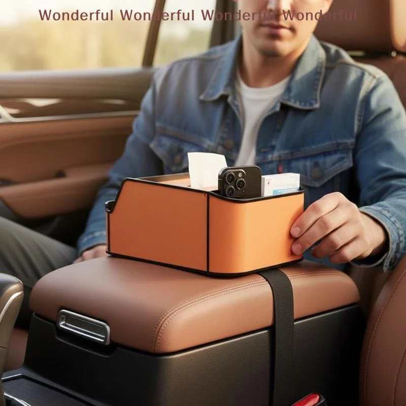 

Universal Car Armrest Storage Box Organizer with Large Capacity Cup Holder and Hidden Tissue Case for Commuters