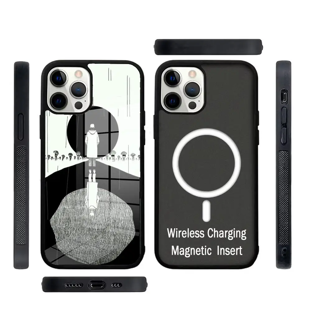 

KPOP RM Mono Phone Case Glass For IPhone 16 15 Promax 14 13 Pro 12 11 Magnetic charging Covers