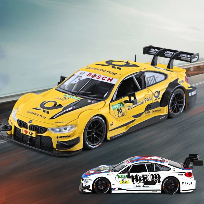 1/24 BMW M4 DTM Racing Simulation Alloy Light Steering Linkage Children Toy Model Male Display