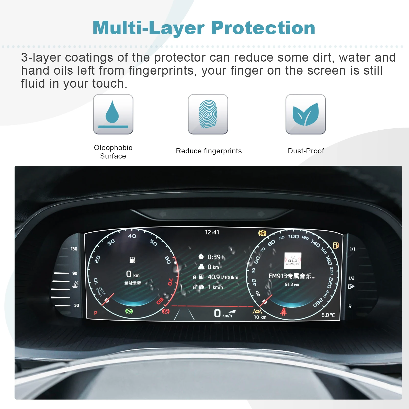 LFOTPP do Skoda Octavia MK4 / Skoda Kamiq 2022 2023 2024 10,25-calowy cyfrowy kokpit samochodowy Nano Screen Protector Skoda Octavia Akcesoria — zdjęcie 4
