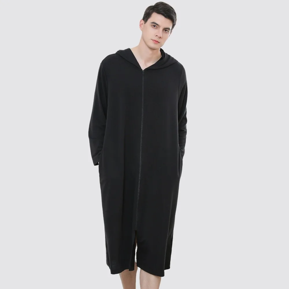 BedtimeHome Relaxation Comfortable Couples' Zipper Hooded Bath Robe Thin Fabric Pajama Attribute Perfect for Morning