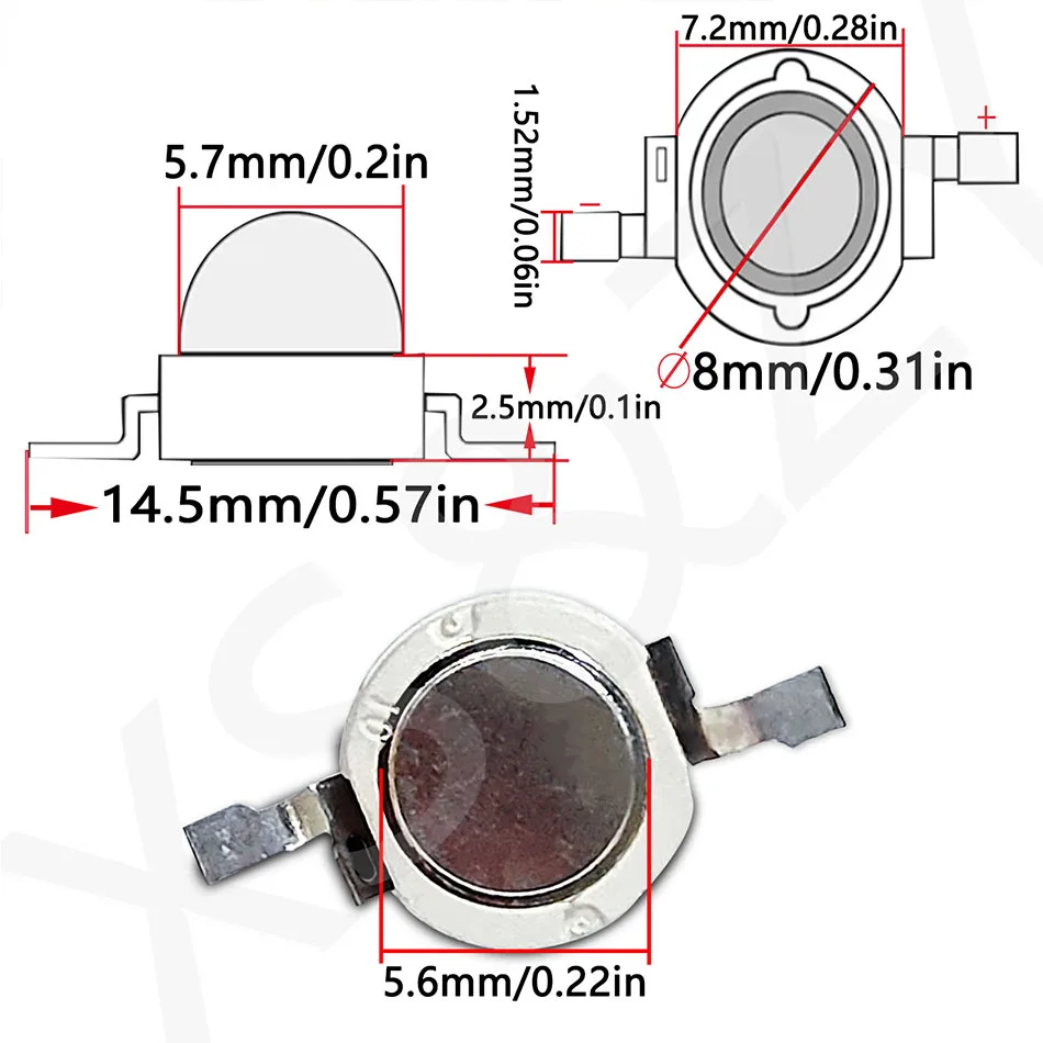 고출력 LED 구슬, 식물 램프 스포트라이트 튜브 램프에 사용, 블루 그린, 4 색 식물 라이트 레드, 1W SMT 30mil 250-300mA, 100 개