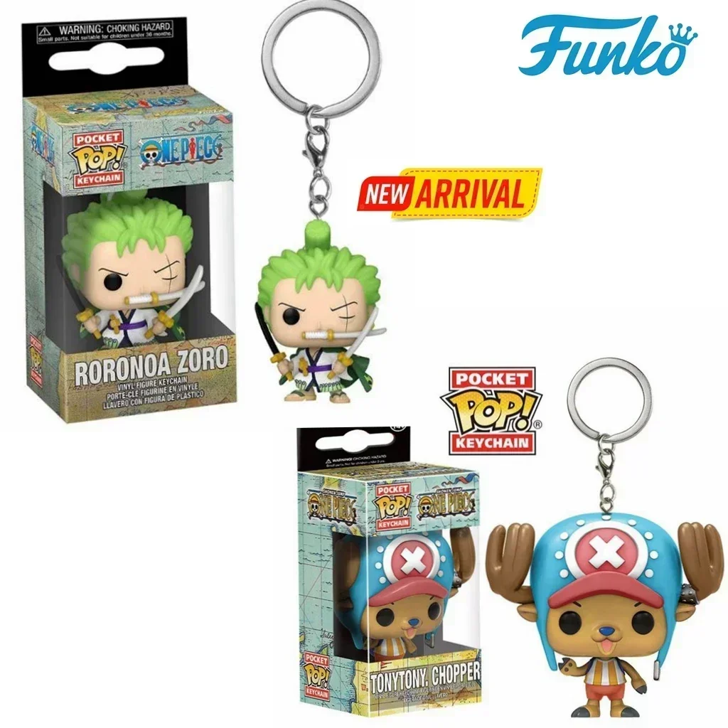 FUNKO POP One Piece RORONOA ZORO Tonytony. Chopper Llavero Juguete MONKEY. D. LUFFY LAW Figuras de vinilo Pocket Pop Llaveros Juguetes