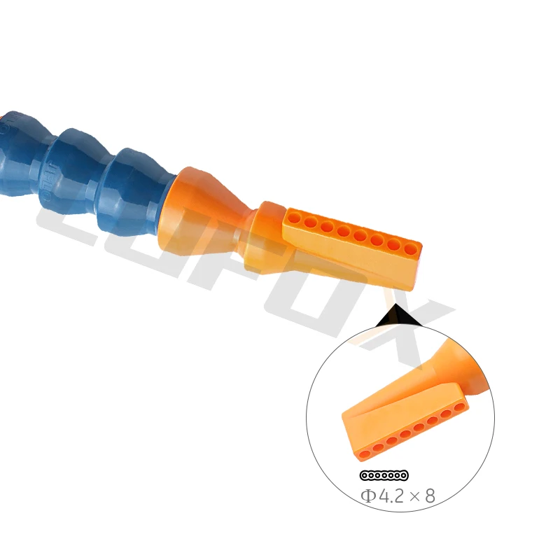 3/4" Cooling Tube Plastic Flexible Water Oil Coolant Pipes Hoses with Right Angle Porous Flat Nozzle Swivel Valve Switch for CNC