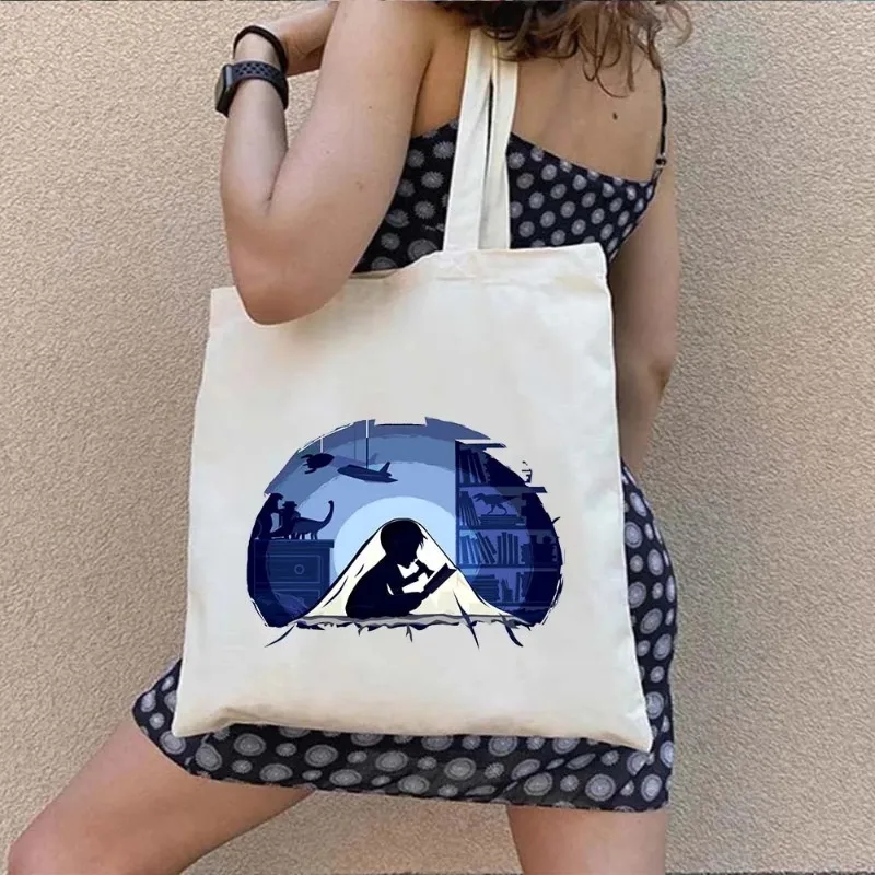 Cute Women Canvas Library Reading Books Canvas Totes Bag Shakespeare Shopping Students Cat Read Book Bags Cotton Travel Handbags