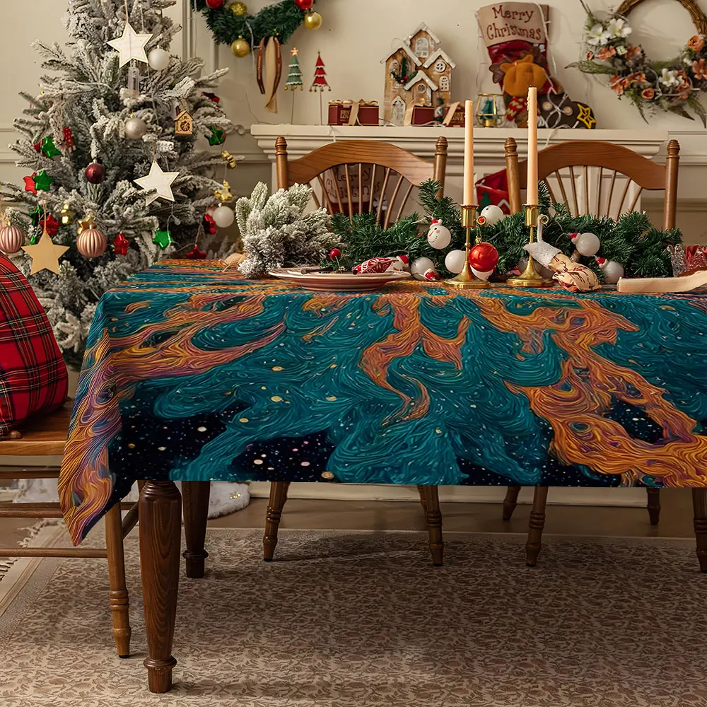 Cosmic Nebula Flow Waterproof table cloth, splash-proof tablecloth, for party, Halloween, Christmas, dining, camping