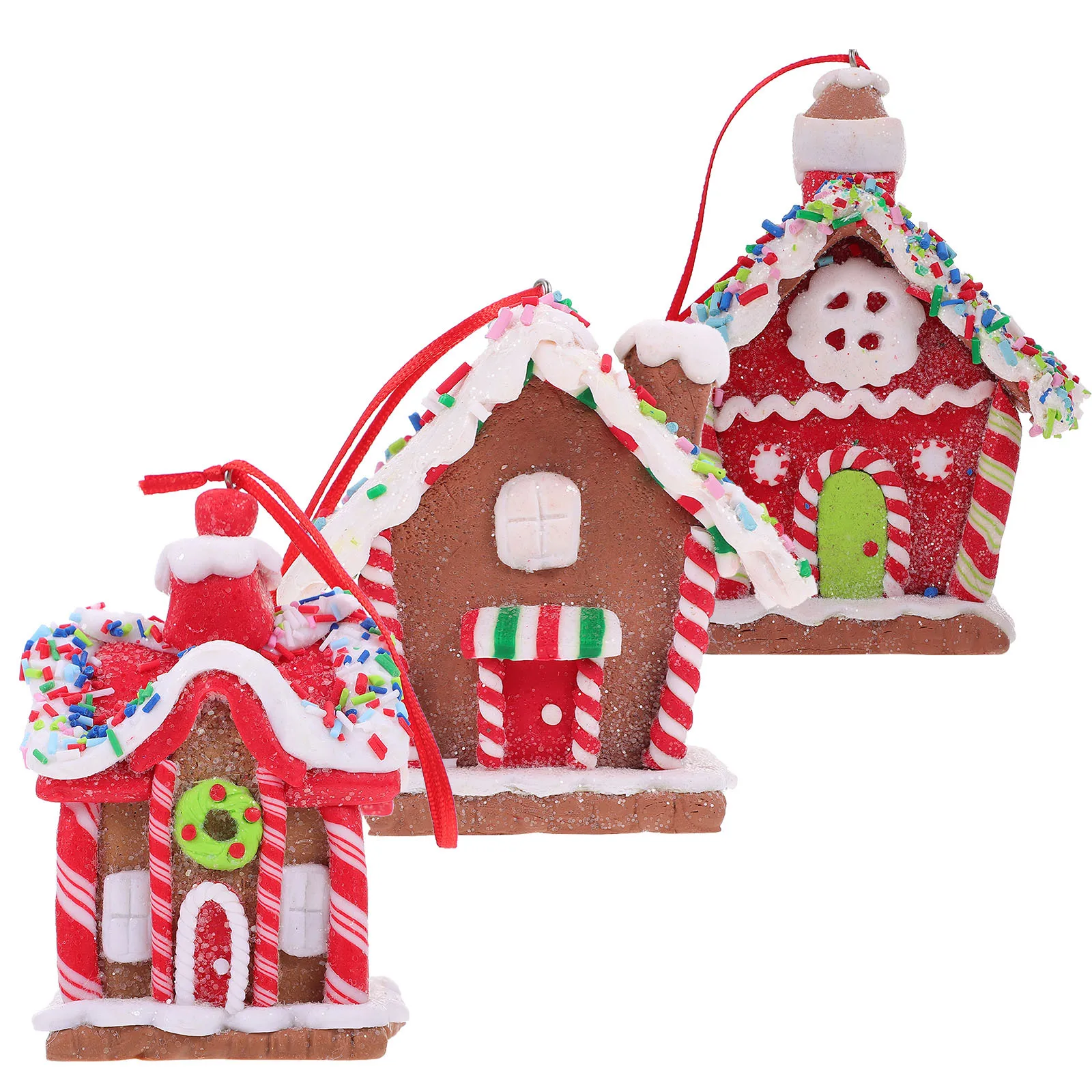 

3pcs Christmas Gingerbread Ornaments Polymer Clay Hanging Decor For Xmas Tree Holiday Home Winter Decoration
