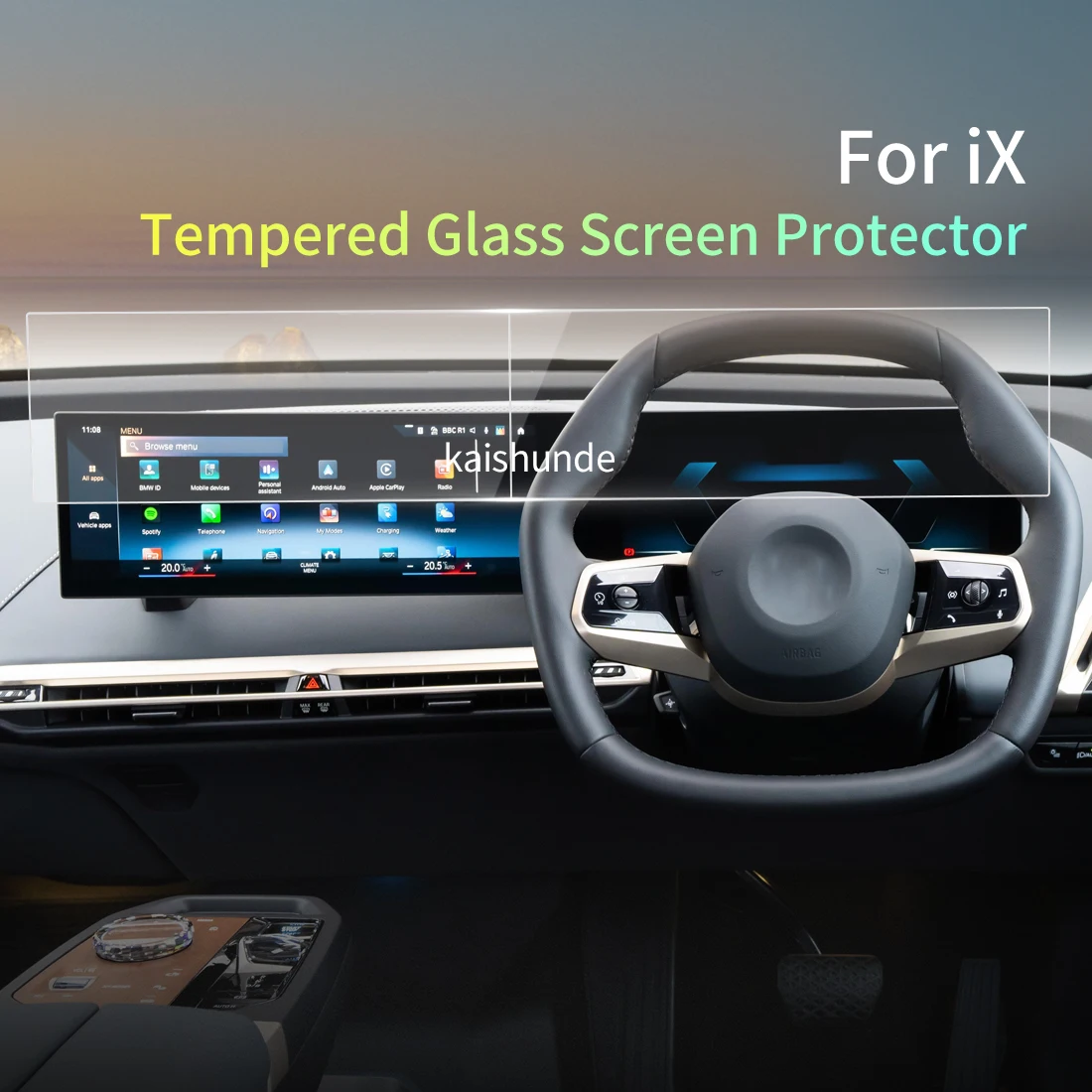 For BMW IX 2023 Screen Protector Tempered Glass Protective Film Carplay Panel Media Video Car Vehicle Interior Accessories