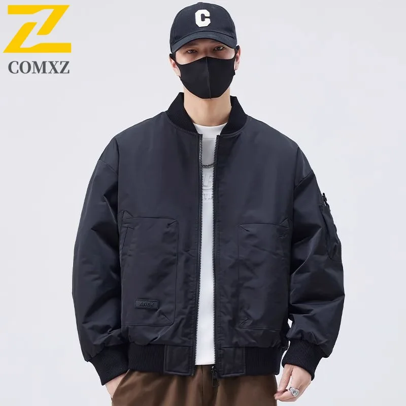 

COMXZ Men Trendy Jacket Outdoor Windproof Travel Hunting Camping Pure Cotton Outerwear Lightweight Baseball Collar Trench Coat