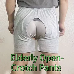 Elderly Open-Crotch Pants Men Women OLD Summer Shorts Incontinence Care Underwear Thin Cotton Bed Paralysis Boxers Pants Brief