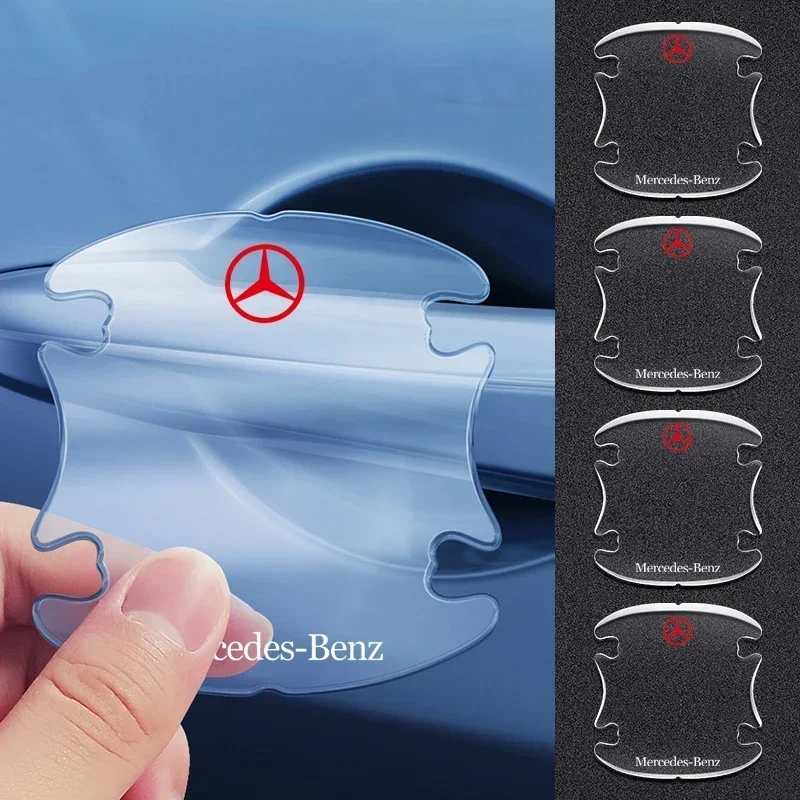 4pcs Transparent Car Door Handle Bowl Sticker For Mercedes Benz C180 C200 C260 C300 W108 W124 W126 W140 W168 W169 Accessories