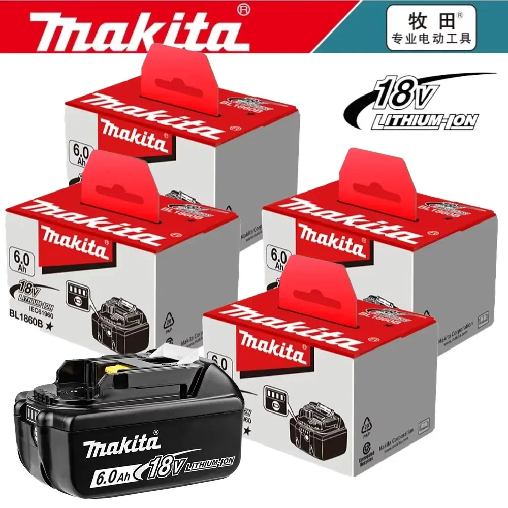 

100% оригинальная батарея Makita 6Ah/5Ah для Makita 18 В BL1830B BL1850B BL1850 BL1840 BL1860 BL1815, сменная литиевая батарея