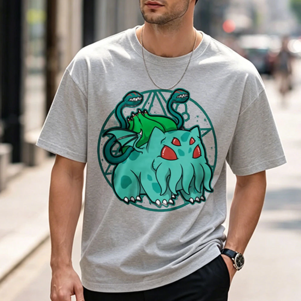 Camiseta Bulbathulhu Lovecraftiana com Símbolo de Cthulhu, Horror Gótico, Monstro Kawaii, Horror Eldritch, Horror Cósmico Fofo, Unissex
