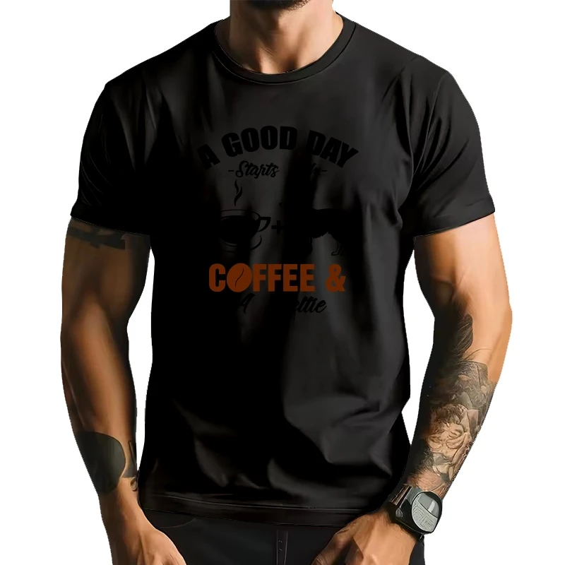 

Sheltie A Good Day Start with hot Coffee Funny Gift for Men Women Girls Tee Unisex T-Shirt