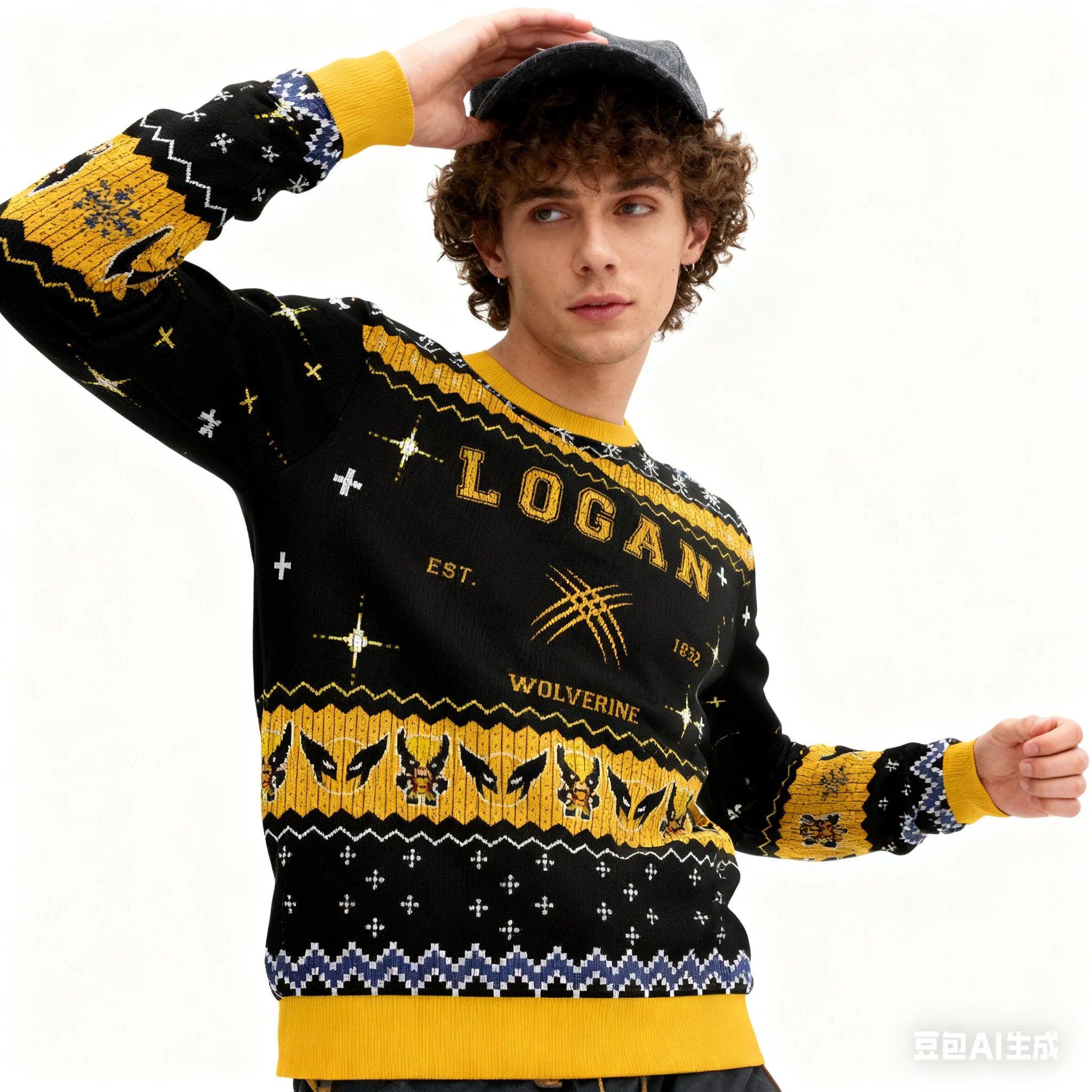 Росомаха Marvel супергерой стальной коготь шлем желтый черный цвет сращивания Рождественский уродливый свитер мужской зимний свитер с круглым вырезом