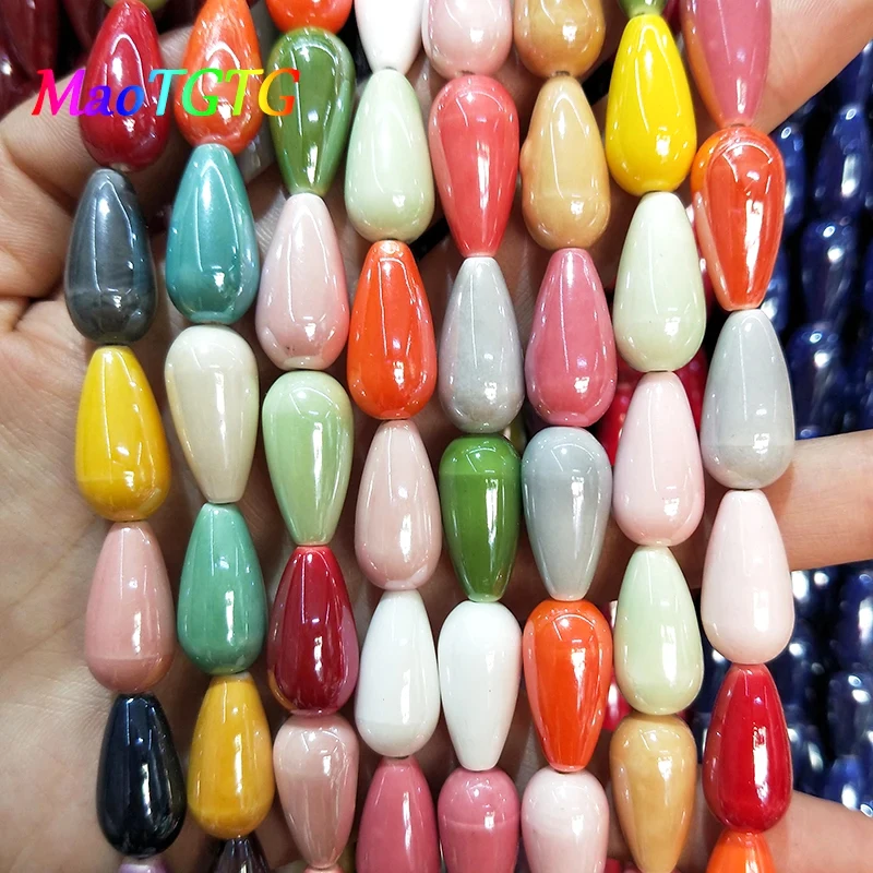 Multicolor Water Droplets Shaped Ceramic Beads For Jewelry Making DIY Necklace Bracelet 20x10mm Ceramic Beads Wholesale