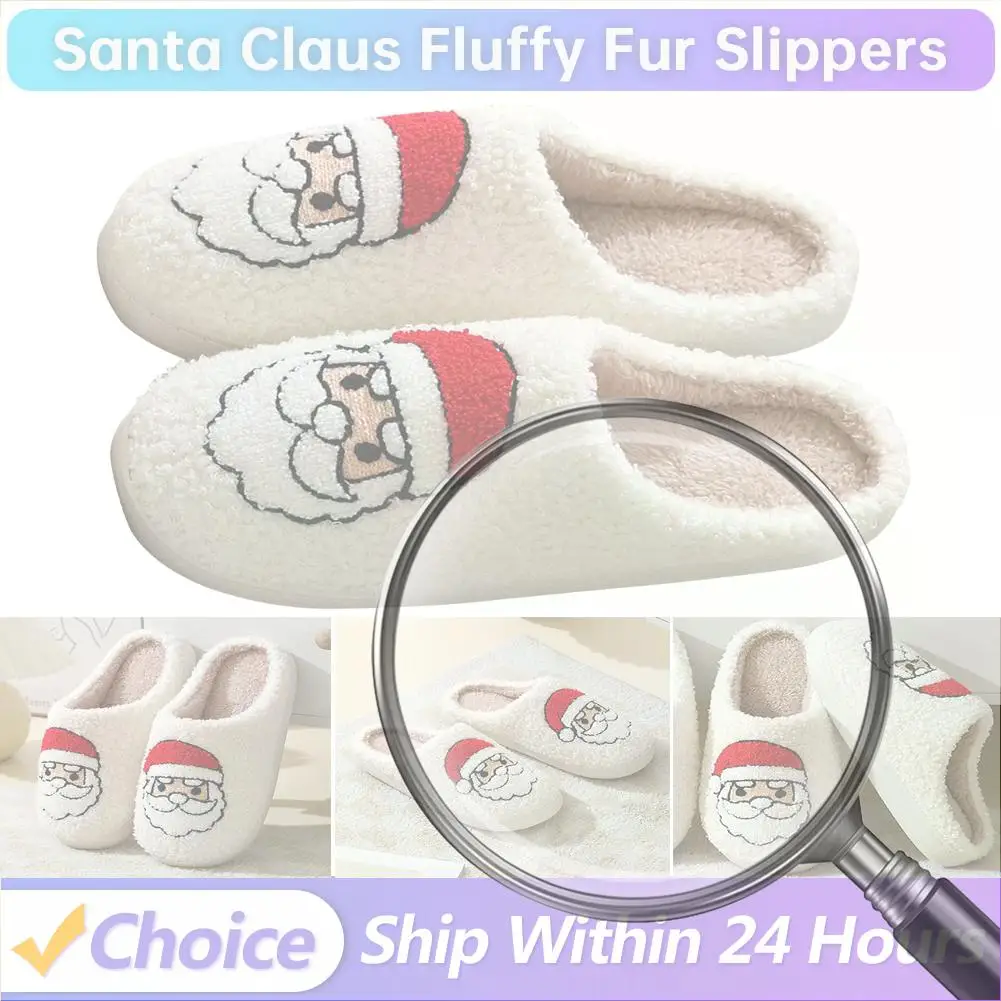 

Christmas Women Slippers Winter Warm Slides Couple Houseshoes Indoor Non-slip Bedroom Flat Soft Sole Cute Home Shoes for Gift